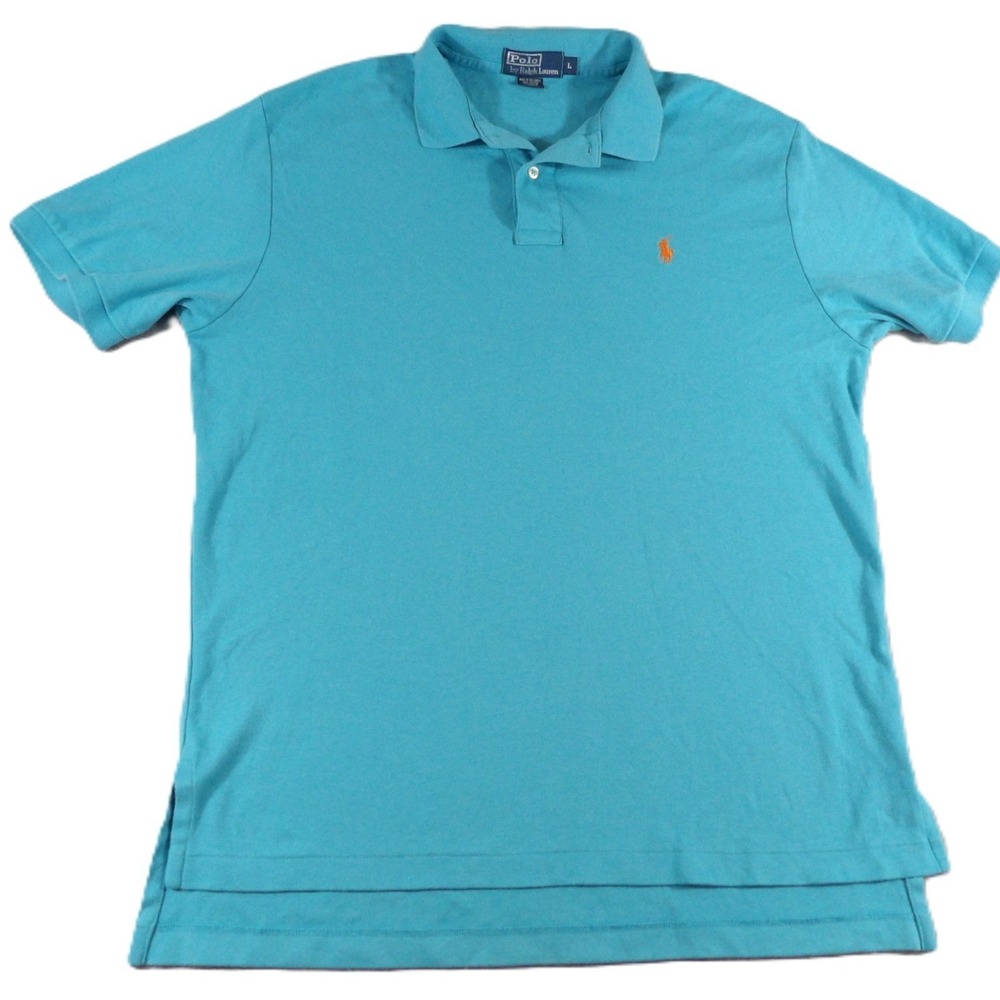 Polo Ralph Lauren Polo Shirt Men L Turquoise Blue Classic Fit Cotton Pony Golf